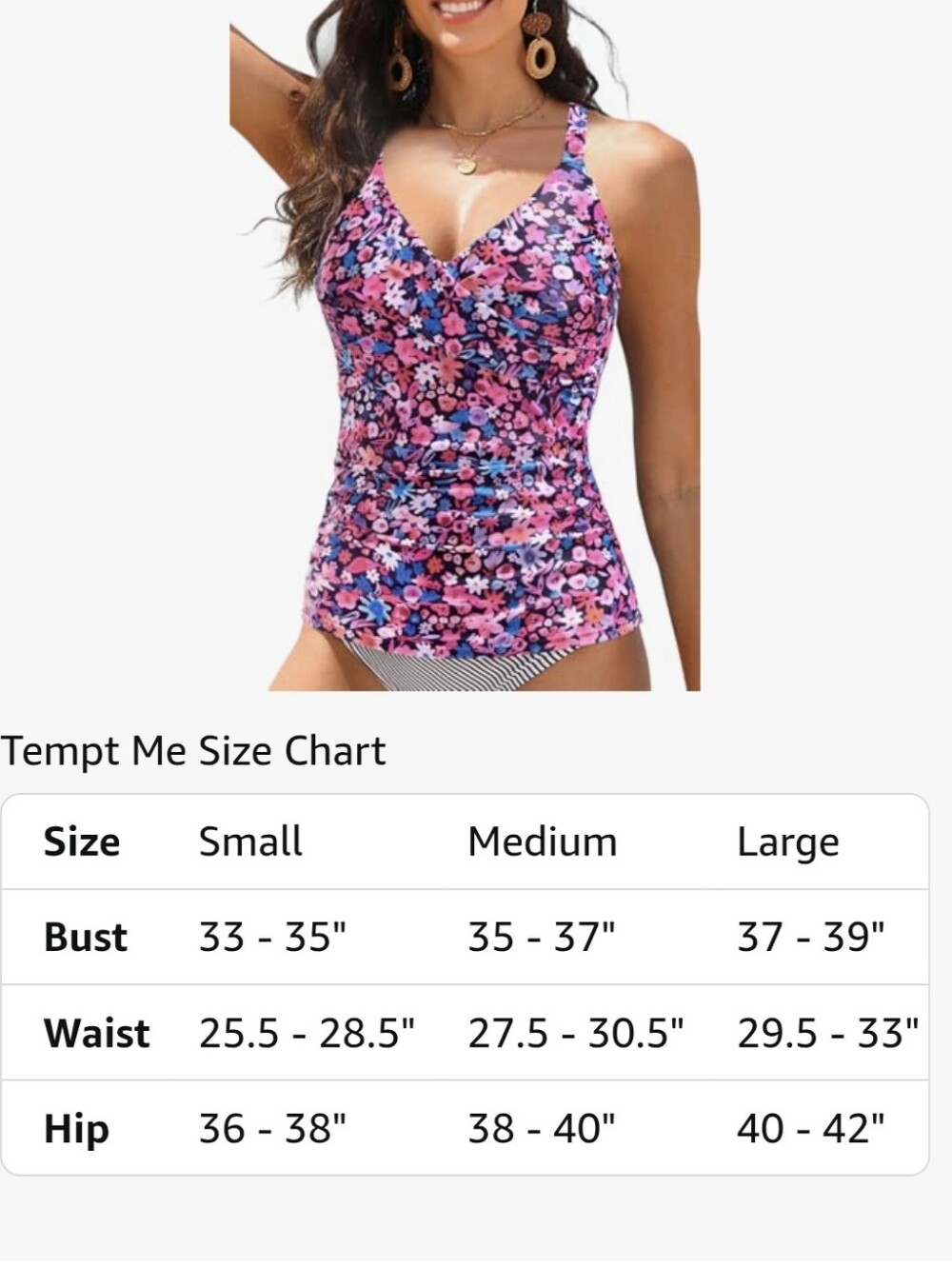 Tempt Me Pink, Blue & White Crisscross Tankini Top, Size Medium, Like New - Picture 8 of 8